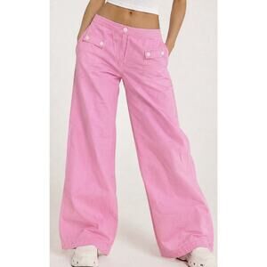 J. Jill Pink Wide Leg Crop Pants Women 2 XS Cotton Casual Y2K Coastal Low Rise